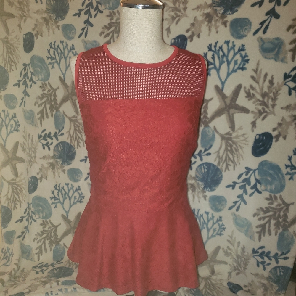 NY&C Red peplum lace top